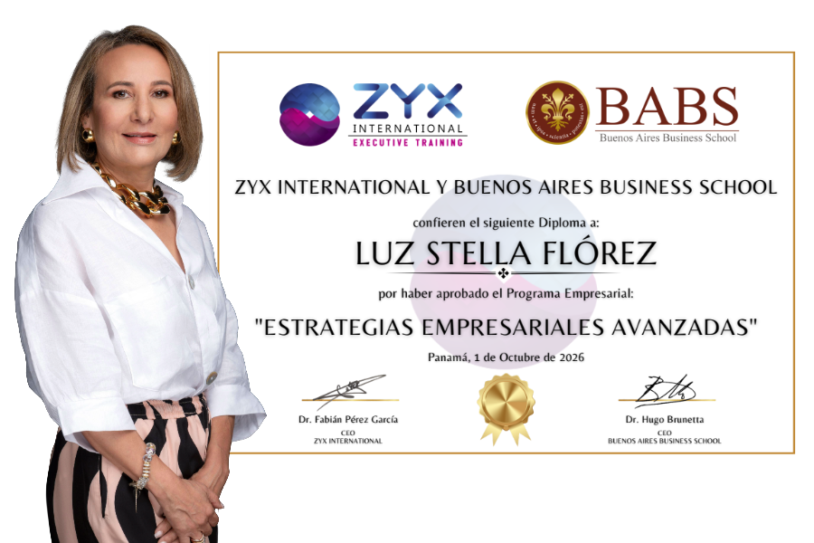 Luz Stella Flórez culmina el Programa Empresarial Estrategias Empresariales Avanzadas, de ZYX International y Buenos Aires Business School.